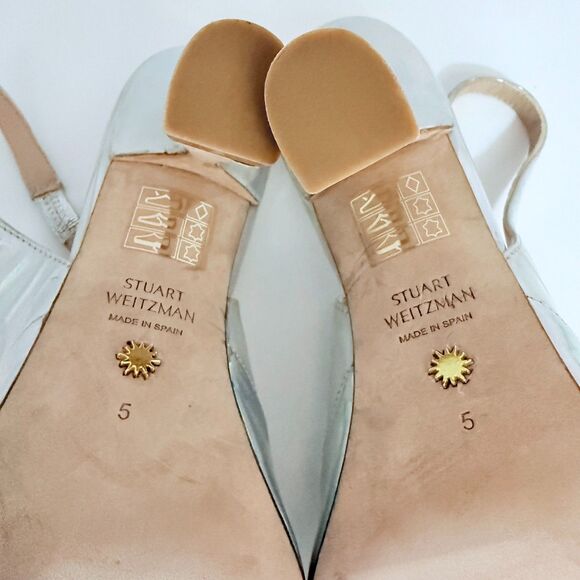NWI Stuart Weitzman Xcurve 85 Slingback Heels in Iridescent Patent Leather Sz 5 - Picture 14 of 14